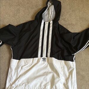 Adidas Black and White Hooded Jacket